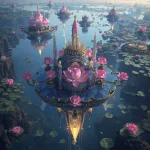 Floating Luxury Kingdom Built Across Crystal Lotus Lakes Suspended Above Black Holes | Prompt Chat GPT