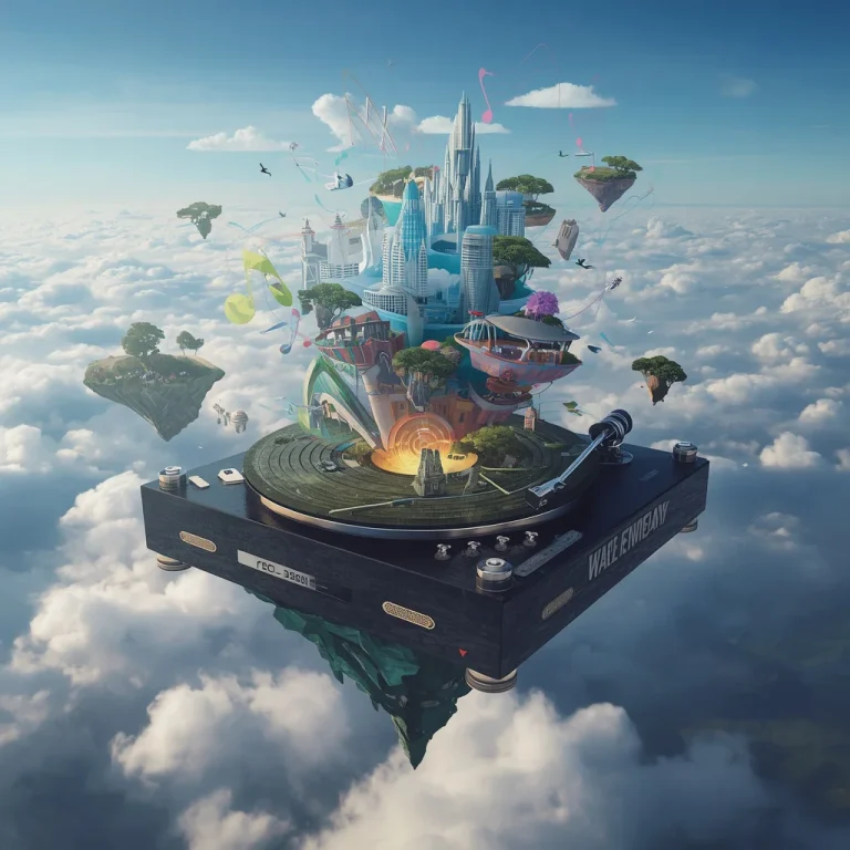 Floating Luxury Record Player Generating Entire Worlds | Trending Prompt 2026 — AI image prompt