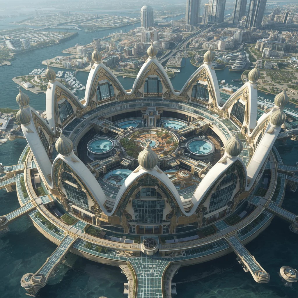 Luxury Giant Floating Crown Marketplace With Infinite Glass Streets and Sky Resorts | Trending prompt in instagram ai photo aesthetic — AI image prompt