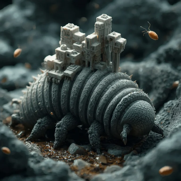 Microscopic Brutalist Metropolis Built Upon the Back of a Giant Tardigrade | AI Prompt Text — AI image prompt