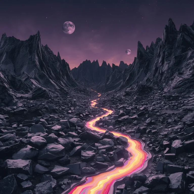 Surreal Landscape: Mountains of Melted Vinyl and Molten Liquid Diamond | Trending Prompt Instagram — AI image prompt