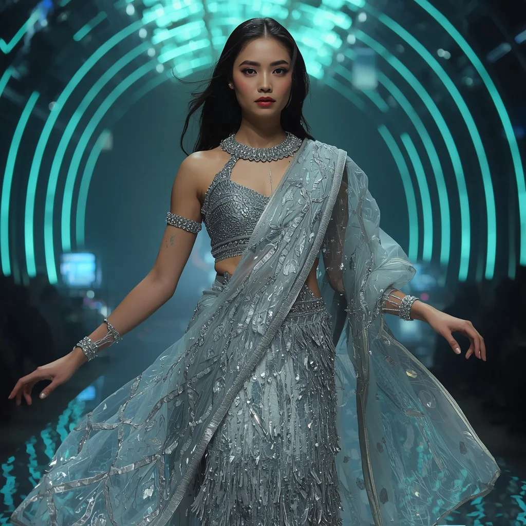 Titanium Nebula Fragment Infinity Apex Quantum Armor Saree with Arc Corridor Hypermatrix Collapse Grid Core System Engine Field Glow | chatgpt saree prompt instagram — AI image prompt