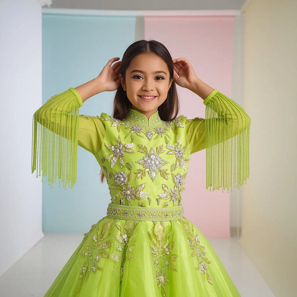 High Definition Photography of Lime Green Cocktail Dress — AI image prompt